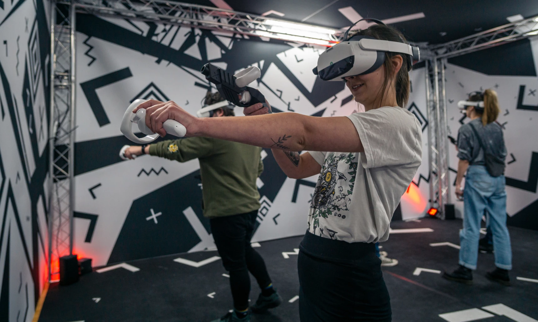 people playing a VR game together