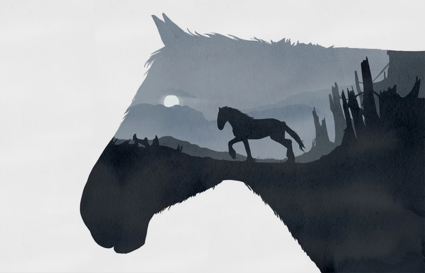 a painterly silhouette of a horse