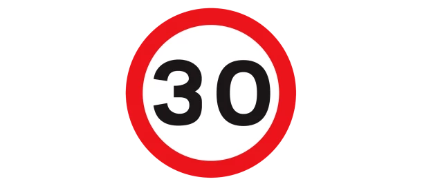30mph speed limit road sign