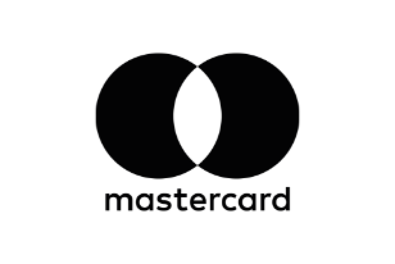 Mastercard logo in black.