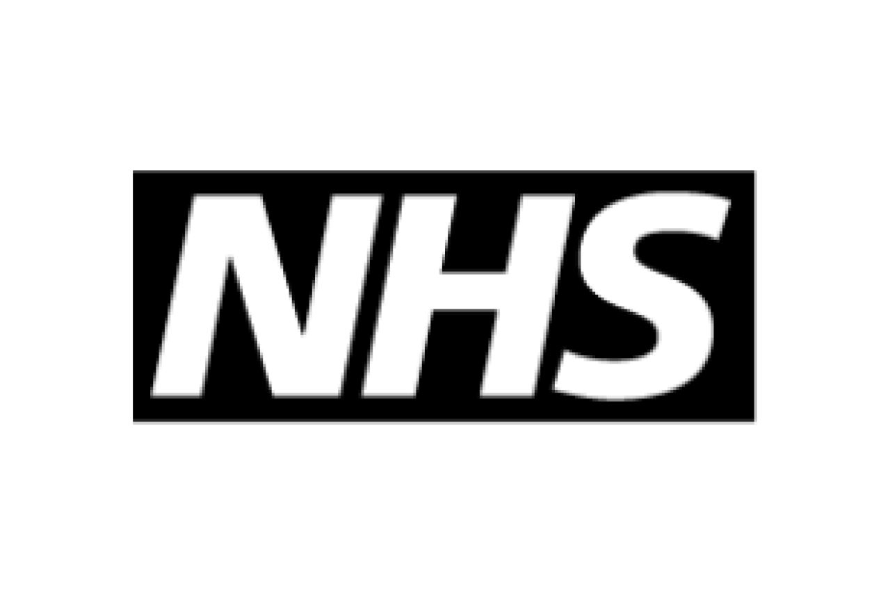 NHS logo in black.
