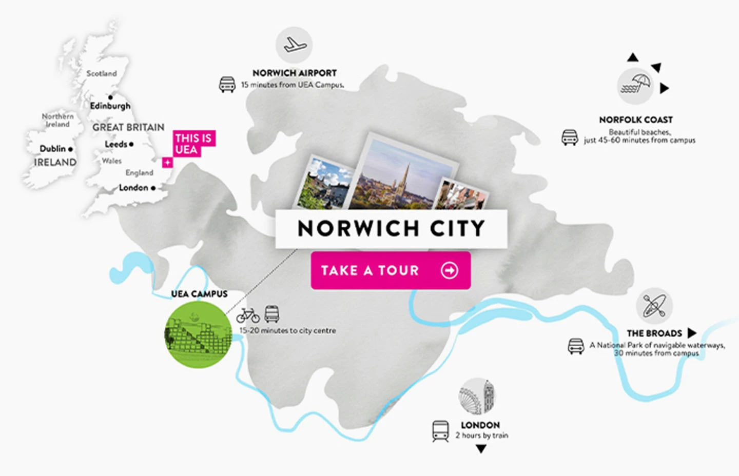 Virtual representation of Norwich City map