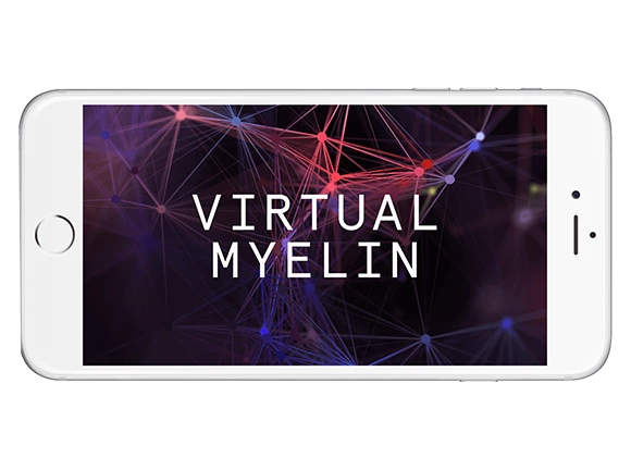 a phone with the words Virtual Myelin shown on screen
