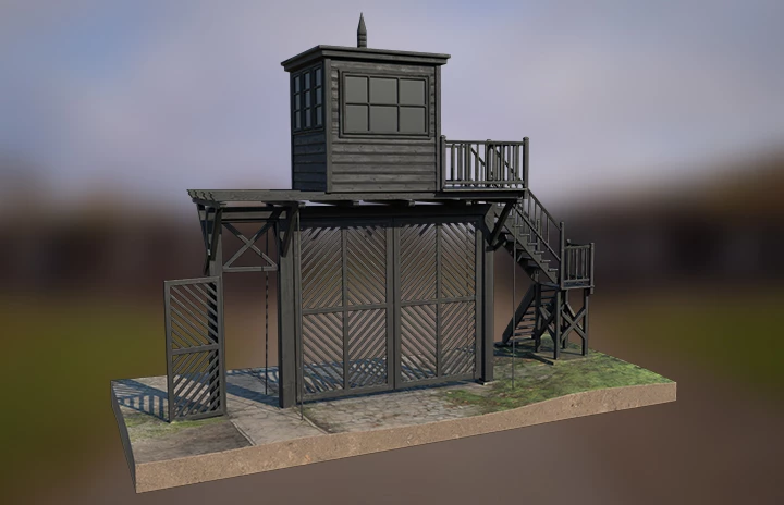 a 3D Model of a concentration camp gate