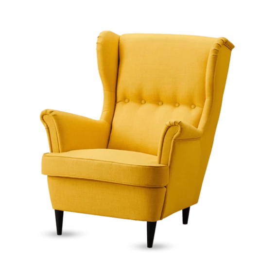 Yellow IKEA STRANDMON wing chair