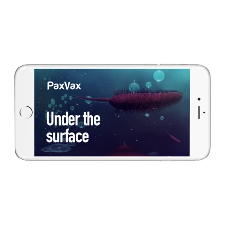a phone with the words Paxvax Under the Surface shown on