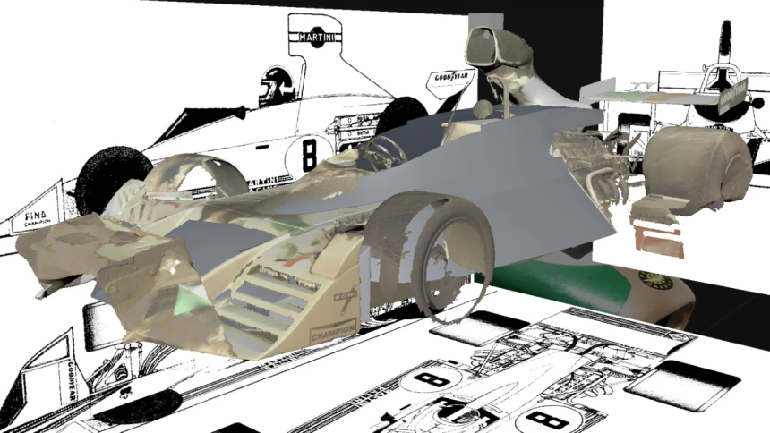 Skeleton of 3D modelled racecar