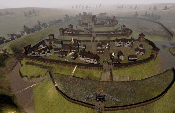 A 3D model of a castle settlement