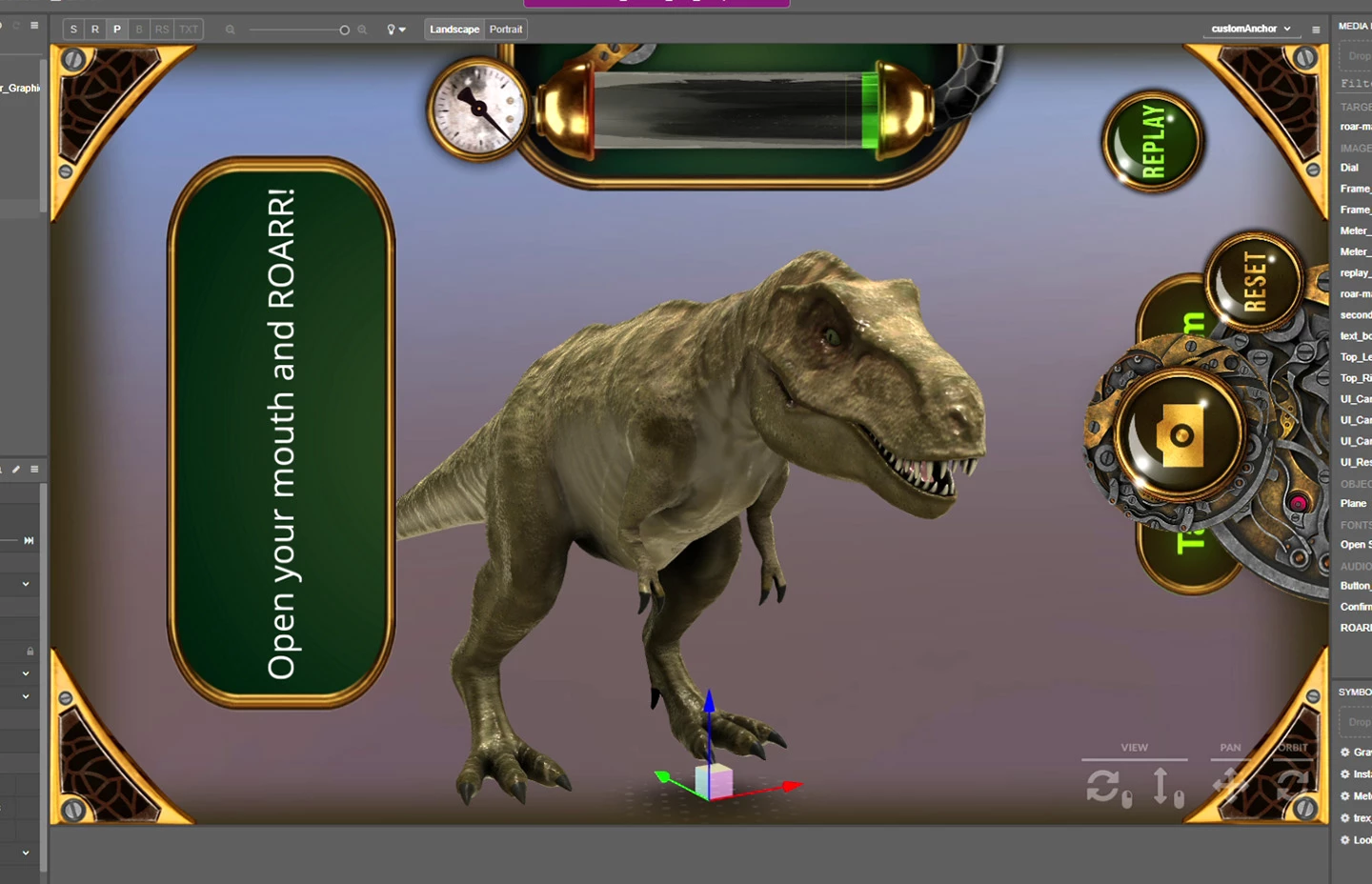 an app screen showing a T-Rex